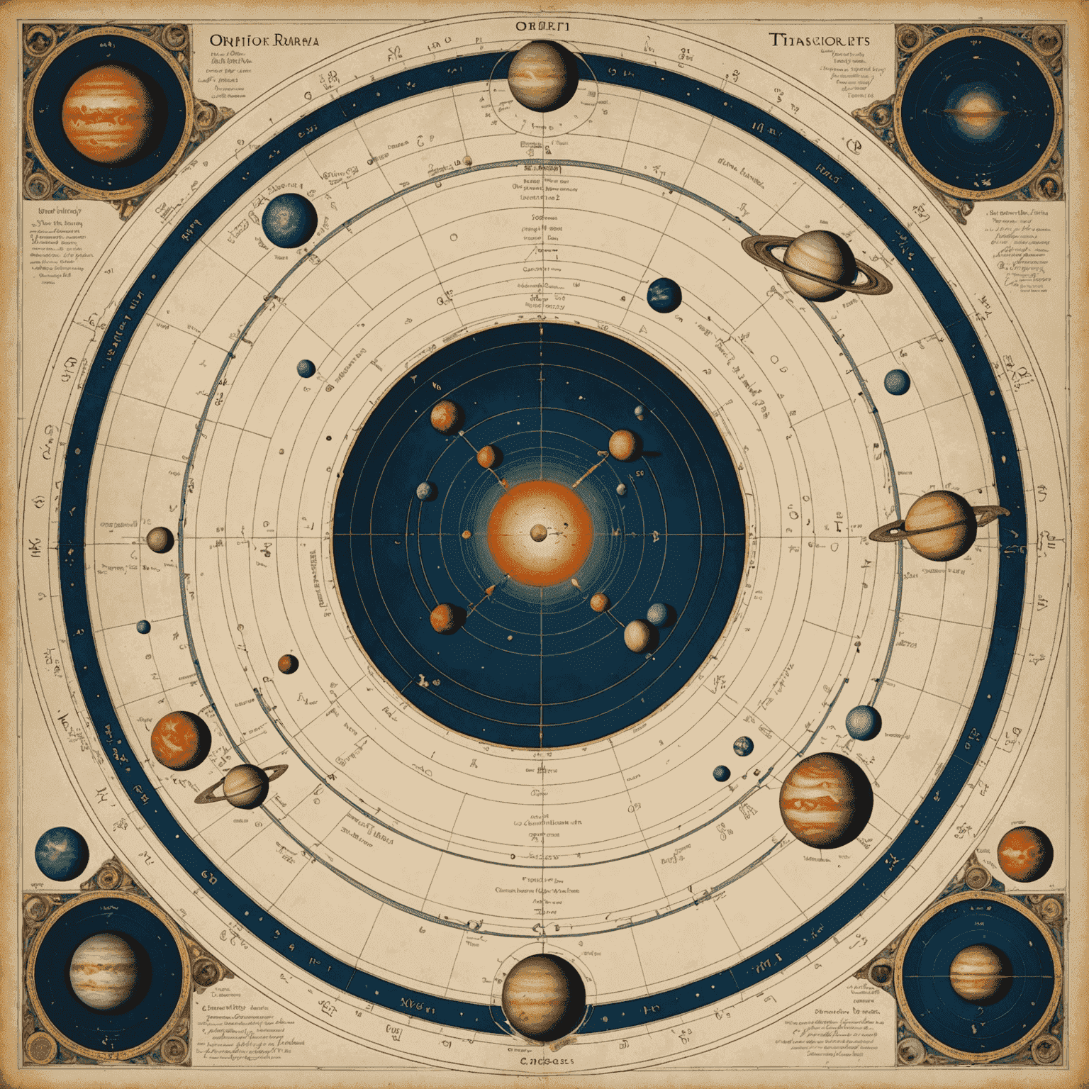 Gezegenlerin yörüngelerini ve geçişlerini gösteren dinamik bir astroloji haritası